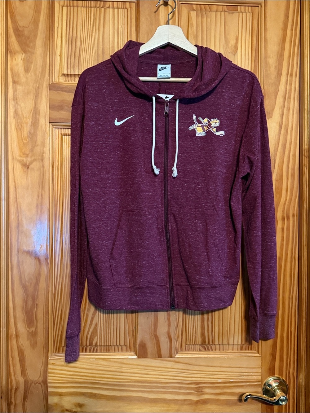 Nike MN Gophers Hockey Maroon Full-Zip Lightweight Hooded Sweatshirt NWT